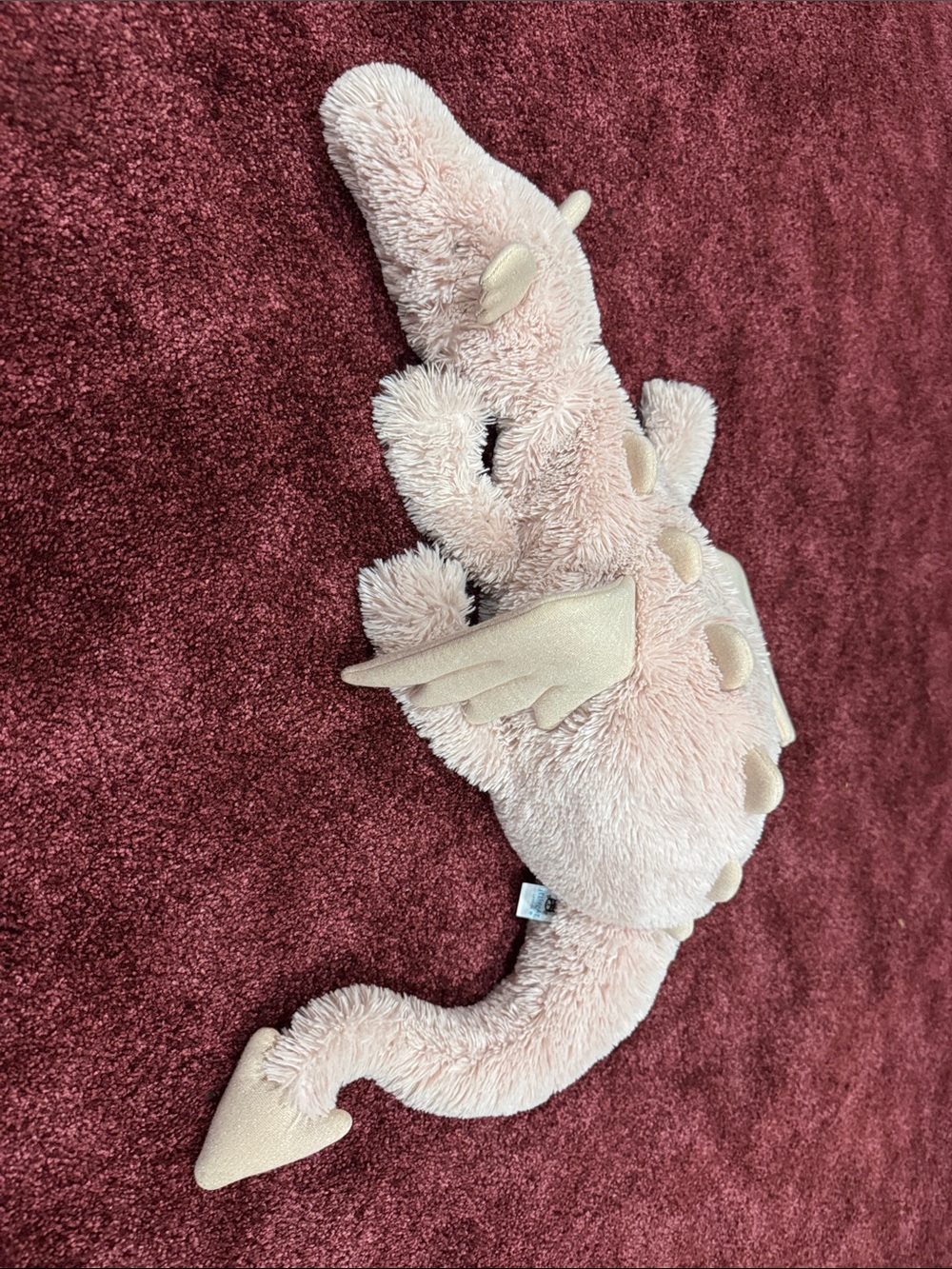 Jellycat Pale Pink Fuzzy Plush with Embroidered DRAGON Tag